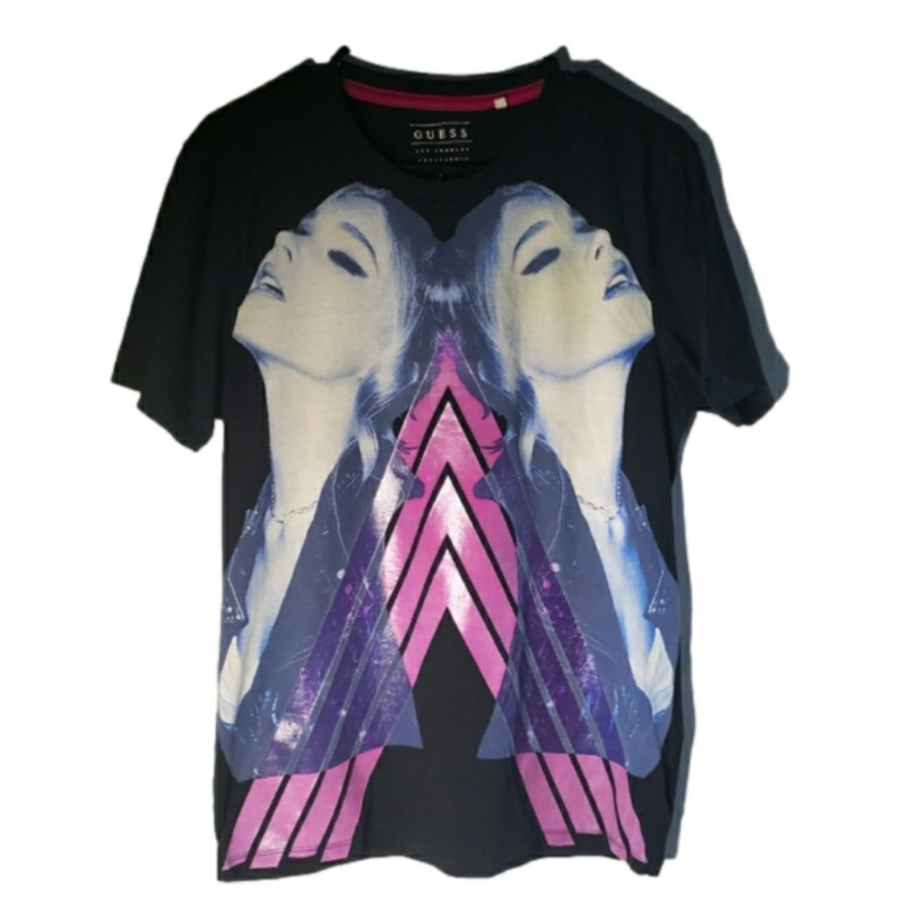 90s Y2K Guess Jeans Marciano geometric face graphic T Shirt